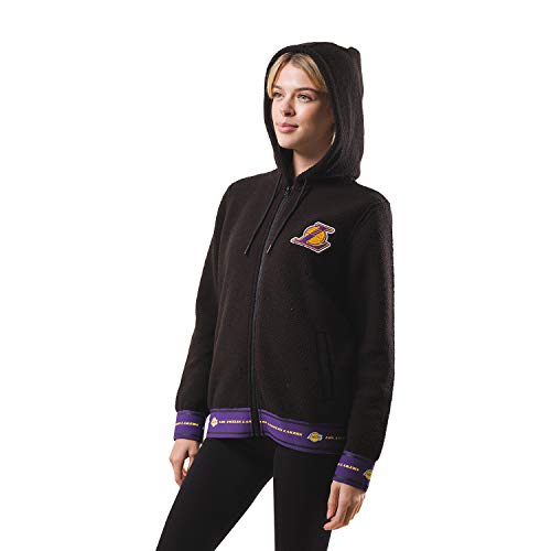 Ultra Game NBA Los Angeles Lakers Womens Full Zip Sherpa Jersey Hoodie with Team Logo, Team Color, Small