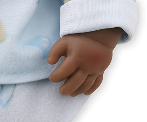 JC Toys Twins 13' Realistic Soft Body Baby Dolls Berenguer Boutique | Twins Gift Set with Removable Outfits and Accessories | Pink and Blue | African American | Ages 2+