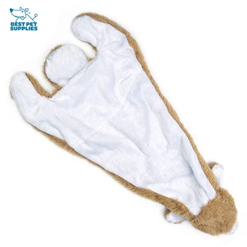 Best Pet Supplies 2-in-1 Stuffless Squeaky Dog Toys with Soft, Durable Fabric for Small, Medium, and Large Pets, No Stuffing for Indoor Play, Holds a Plastic Bottle - Hare, Large