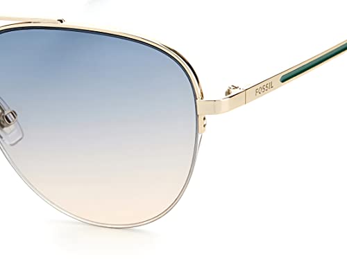Fossil Women's Female Sunglass Style FOS 2106/G/S Aviator, Gold Green, 54mm, 17mm