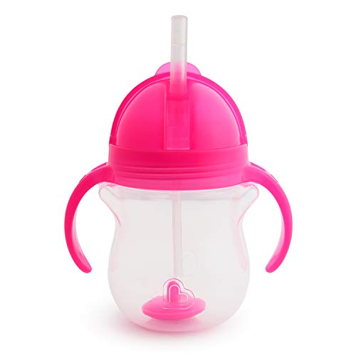 Munchkin® Any Angle™ Weighted Straw Trainer Cup with Click Lock™ Lid, 7 Ounce, Pink