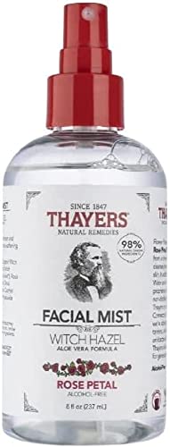 THAYERS Alcohol-Free Witch Hazel Facial Mist Toner with Aloe Vera, Rose Petal, 8 Ounce