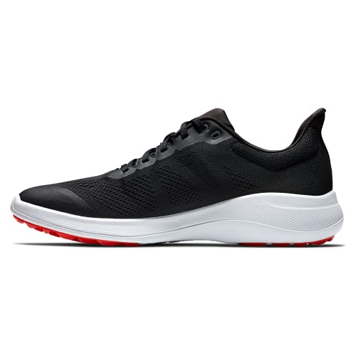 FootJoy Men's FJ Flex Golf Shoe, Black/White/Red, 11