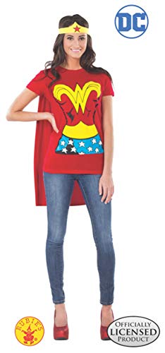 Rubie's womens Dc Comics Wonder Woman T-shirt With Cape and Headband Adult Sized Costumes, Red, Medium US