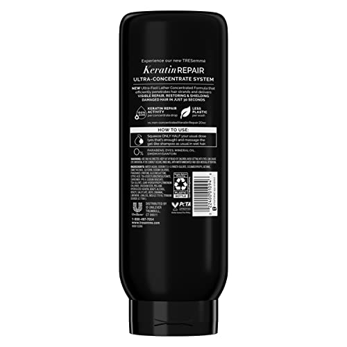 TRESemmé Ultra Keratin Repair Concentrate Shampoo for Damaged Hair, Visible Repair in 30 Seconds, Fast-Lather Technology and 2X More Washes 20 oz
