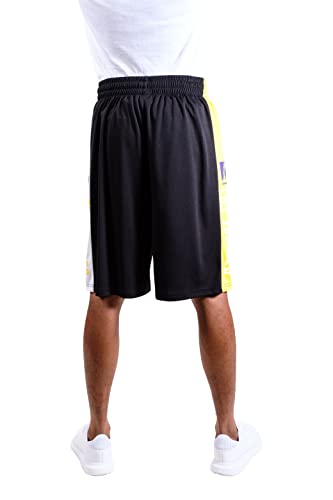 Ultra Game NBA Los Angeles Lakers Mens Mesh Basketball Shorts, Black, Small