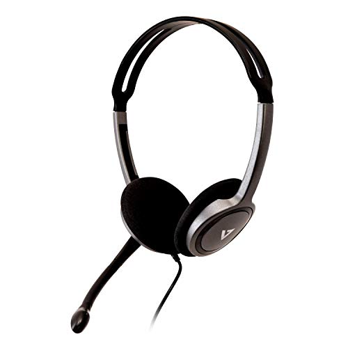V7 HA212 Lightweight Stereo Headset with Microphone - Black and Grey