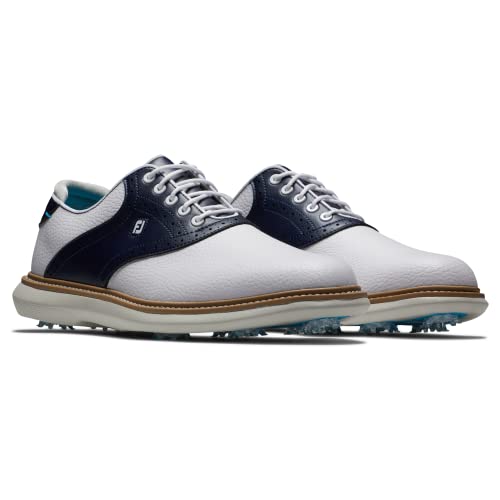 11.5 FootJoy Men's Traditions Golf Shoe, White/Navy