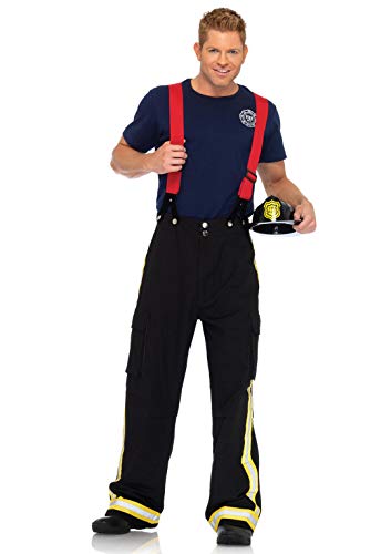 Leg Avenue mens - 3 Piece Fire Captain Set Family Halloween for Men adult sized costumes, Black/Red, Medium Large US