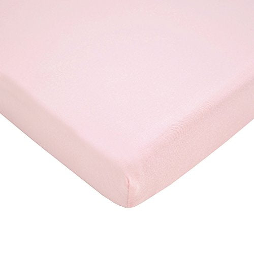 TL Care 100% Natural Cotton Value Jersey Knit Fitted Portable/Mini-Crib Sheet, Pink, Soft Breathable, for Girls, 24' x 38'