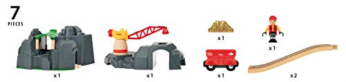 Brio World - 33889 Crane and Mountain Tunnel | 7 Piece Toy Train Accessory for Kids Ages 3 and Up,Multi