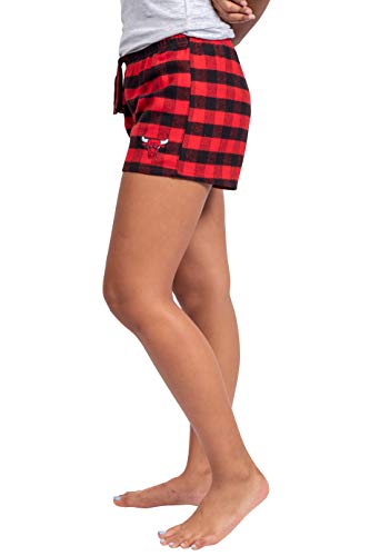 Ultra Game NBA Chicago Bulls Womens Sleepwear Soft Tee Shirt and Flannel Shorts Loungewear Pajama Set, Team Color, Medium