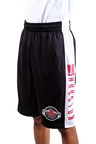 Ultra Game NBA Houston Rockets Mens Mesh Basketball Shorts, Black, Small