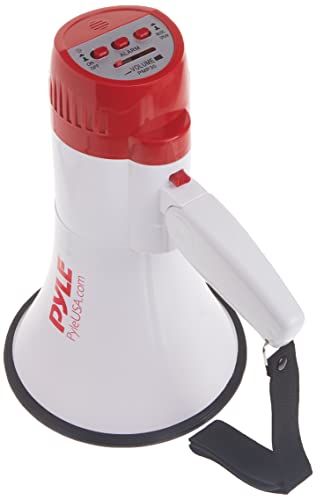 Pyle Megaphone Speaker Lightweight Bullhorn - Built-in Siren, Adjustable Volume Control and 800 Yard Range - PMP30