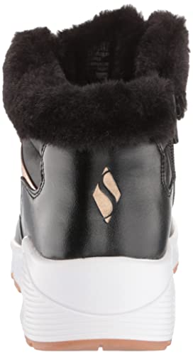 Skechers Kids Girls Street Uno-Cozy On Air Sneaker, Black/Rose Gold, 2.5 Little Kid