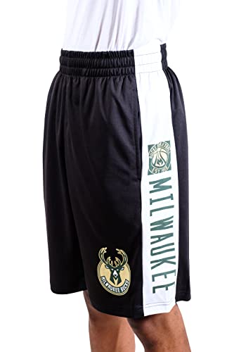 Ultra Game NBA Milwaukee Bucks Mens Mesh Basketball Shorts, Black, Small