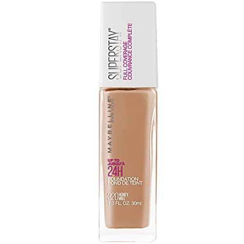 Maybelline Super Stay Full Coverage Liquid Foundation Active Wear Makeup, Up to 30Hr Wear, Transfer, Sweat and Water Resistant, Matte Finish, Honey, 1 Count
