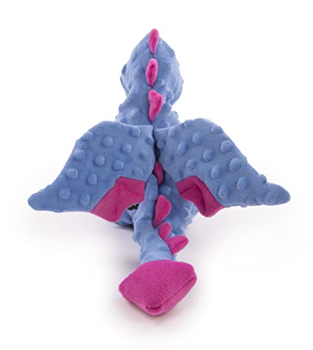 goDog Dragons Squeaker Plush Pet Toy for Dogs and Puppies, Soft and Durable, Tough and Chew Resistant, Reinforced Seams - Periwinkle, Large
