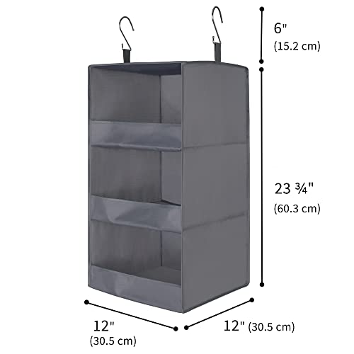 GRANNY SAYS 3-Shelf Hanging Closet Organizer and Storage, Collapsible Hanging Closet Shelves, Hanging Organizer for Closet and RV, Gray, 29 ¾' H X 12' W X 12' D, 1-Pack
