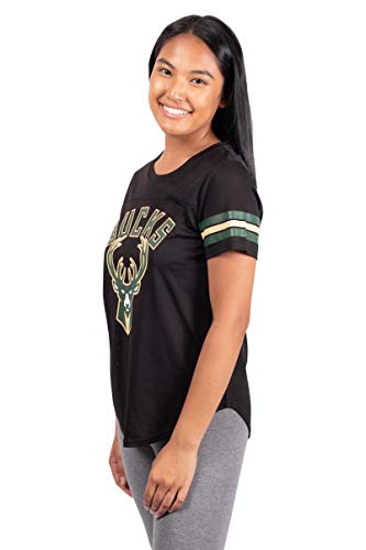 Ultra Game NBA Milwaukee Bucks Womens Soft Mesh Jersey Tee Shirt, Black, X-Large