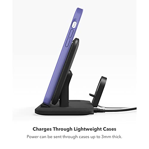 mophie Wireless Charging Stand+ Wireless Charging Stand and pad with USB-A Port. for AirPods, Apple Watch, iPhone, Samsung Galaxy, Qi-Enabled Devices