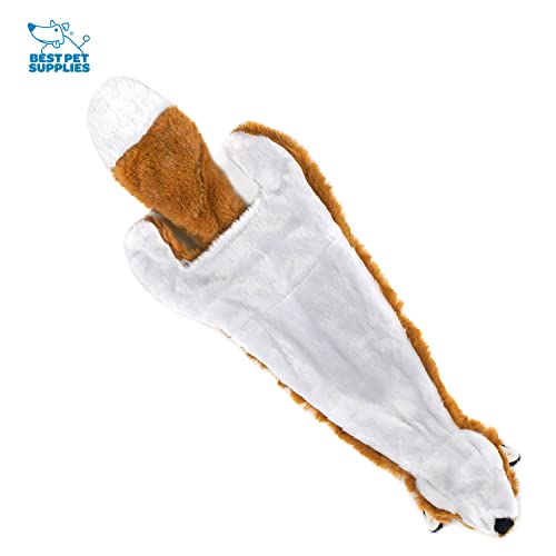 Best Pet Supplies 2-in-1 Stuffless Squeaky Dog Toys with Soft, Durable Fabric for Small, Medium, and Large Pets, No Stuffing for Indoor Play, Holds a Plastic Bottle - Fox, Large