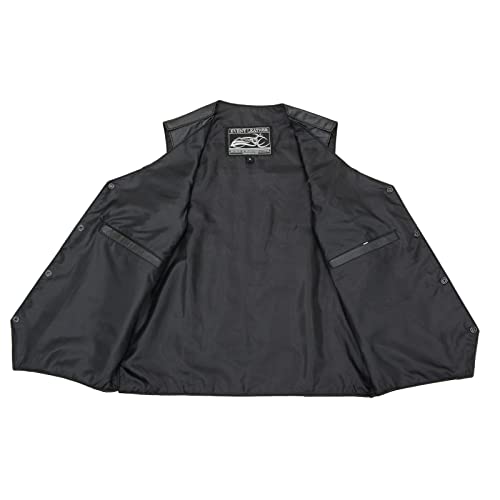 EVENT LEATHER EL5310 Black Motorcycle Leather Vest for Men - Riding Club Adult Motorcycle Vests - X-Large