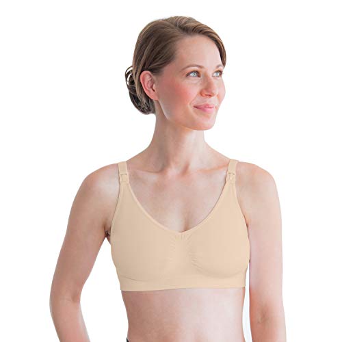 Medela Maternity and Nursing Comfort Bra, Non Wire and Seamless Nursing Bra for Breastfeeding Moms, Size XL Nude