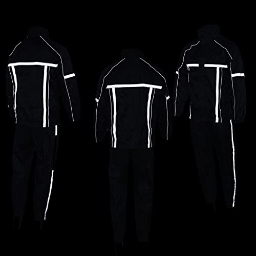 Milwaukee Leather MPM9510 Men's Black Water-Resistant Rain Suit with Hi Vis Reflective Tape - Large