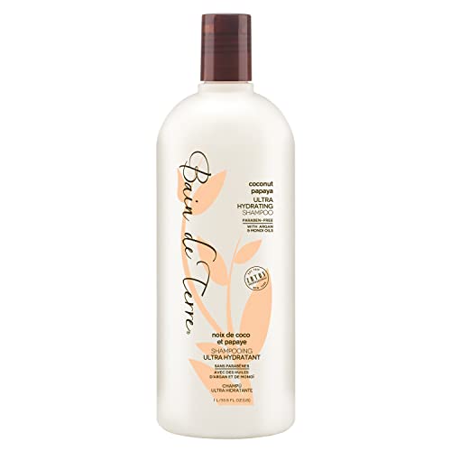 Bain de Terre Ultra Hydrating Shampoo | Coconut Papaya | Overly Dry, Damaged Hair | Argan and Monoi Oils | Paraben Free | 33.8 Fl Oz