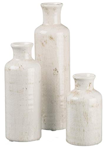 Sullivans Vase Set, Farmhouse Decor, Aesthetic Room Decor, Boho Decor, Vases For Your Kitchen, Bedroom, Office, Living Room and Bathroom, Shelf Decor, Centerpiece Table Decorations, White Vases (CM2333)