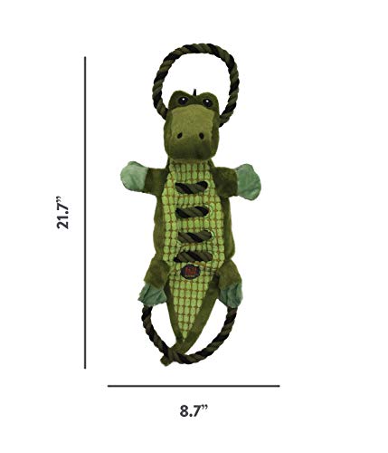Charming Pet Ropes-A-Go-Go Gator Interactive Plush Squeaky Dog Tug Toy