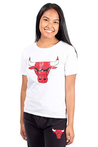 Ultra Game NBA Chicago BullsWomen's Soft Vintage Jersey Tee Shirt, White Distressed, X-Large