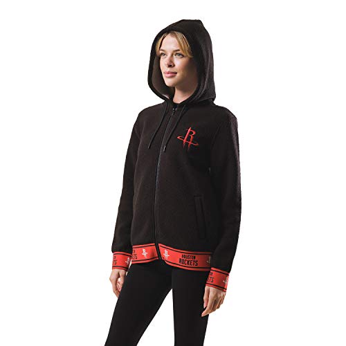 Ultra Game NBA Houston Rockets Womens Full Zip Sherpa Jersey Hoodie with Team Logo, Team Color, X-Large