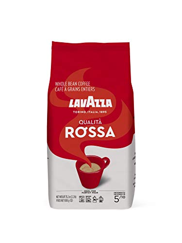 Lavazza Qualita Rossa - 2.2LB Bag of Espresso Beans - Authentic Italian, Blended and Roasted in Italy, Chocolate Flavour, Full Body and Intense Aromas