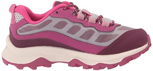 Merrell Moab Speed Low Waterproof Hiking Sneaker, Grey/Berry, 13 US Unisex Big Kid