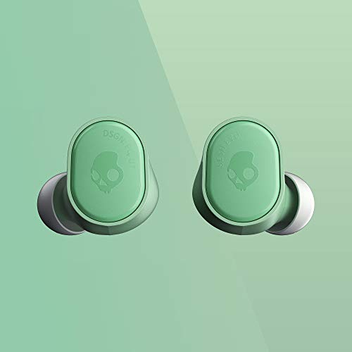 Skullcandy Sesh Evo True Wireless In-Ear Bluetooth Earbuds Compatible with iPhone and Android / Charging Case and Microphone / Great for Gym, Sports, and Gaming IP55 Water Dust Resistant - Mint Green