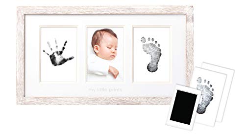 Pearhead My First Year Photo Moments Baby Picture Frame, Baby’s First Year Photo Frame, Newborn Handprint And Footprint Keepsake, Gender-Neutral Baby Milestone Nursery Décor, Wood
