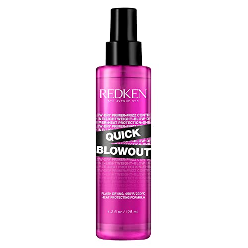 Redken Quick Blowout Heat Protection Spray | Blow Dry Primer Reduces Styling Time | Smooths and Adds Shine | Lightweight Blowdry Spray and Heat Protectant | For All Hair Types | 4.2 fl. oz.