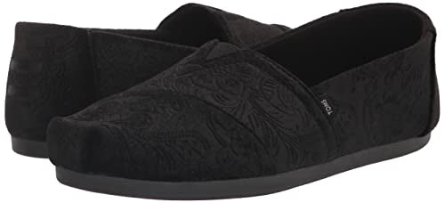 TOMS Women's Alpargata Recycled Cotton Canvas” Loafer Flat, Black Floral, 8.5