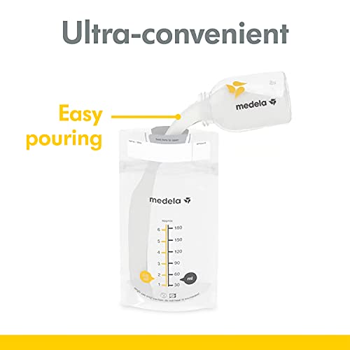 Medela Breastmilk Storage Bags, Ready to Use Breast Milk Storing Bags for Breastfeeding, Self Standing Bag, Space Saving Flat Profile, 25 Count (Pack of 1)