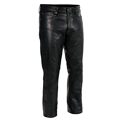 42 Milwaukee Leather LKM5790 Men's Black Classic 5 Pocket Leather Pants