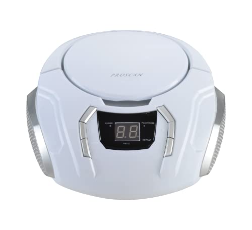 Proscan Elite Portable CD Boombox with AM/FM Radio - White