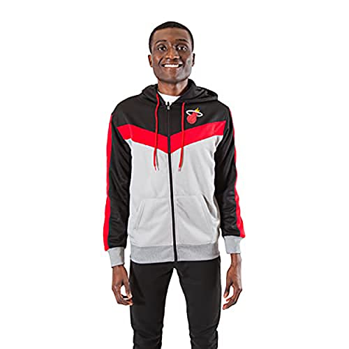 Ultra Game NBA Miami Heat Mens Soft Fleece Full Zip Jacket Hoodie, Team Color, Small