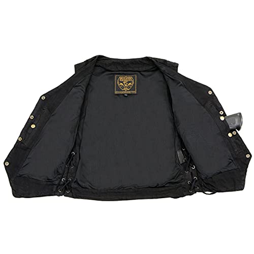 Milwaukee Leather MDL4020 Women's Classic Black ‘6 Pocket’ Side Lace Denim Vest - 3X-Large