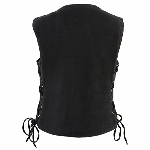 Milwaukee Leather MDL4020 Women's Classic Black ‘6 Pocket’ Side Lace Denim Vest - 3X-Large