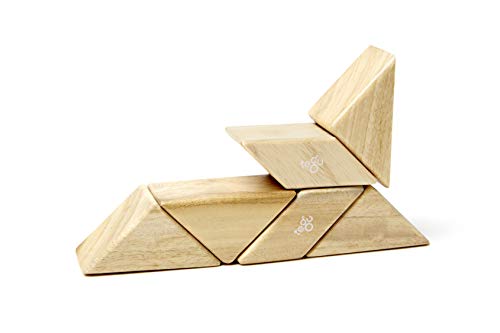 6 Piece Tegu Pocket Pouch Prism Magnetic Wooden Block Set, Natural