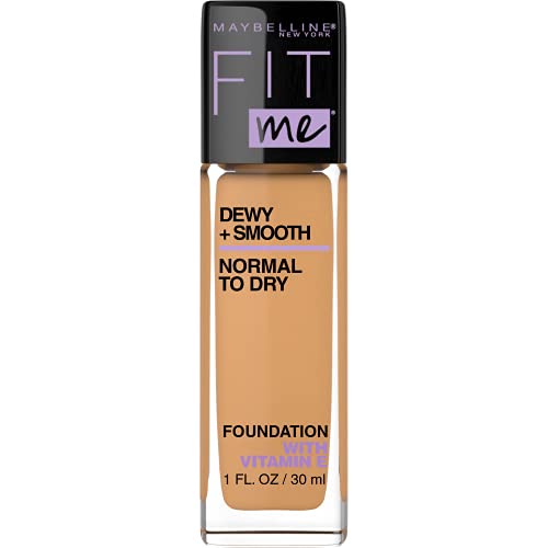 Maybelline Fit Me Dewy + Smooth SPF 18 Liquid Foundation Makeup, Golden Beige, 1 Count