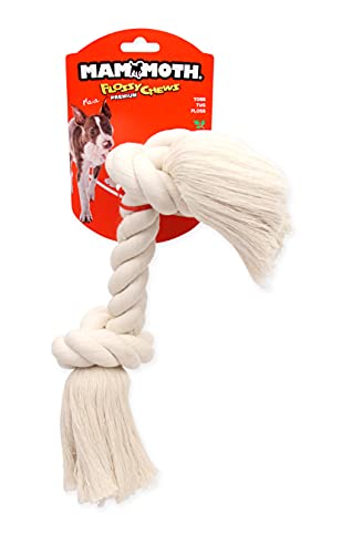 Mammoth Flossy Chews – 100 Per Cent Natural Cotton Rope Dog Toys – Interactive Tug of War Rope – Dog Chew Rope Flosses Teeth – Premium White Knot Dog Rope Toy