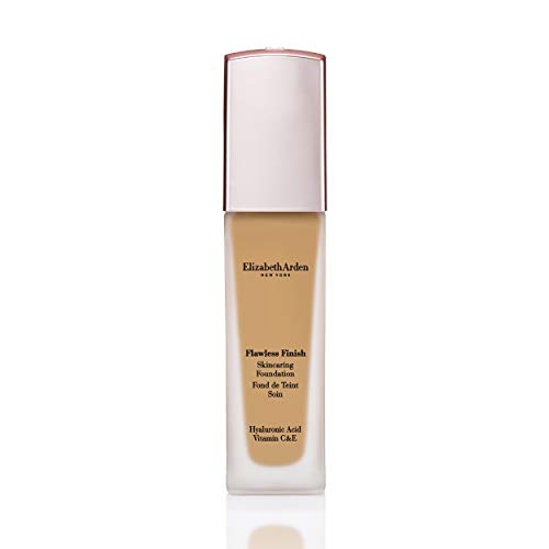 Elizabeth Arden Flawless Finish Skincaring Foundation with Hyaluronic Acid, Vitamin C and E, 410N (Tan skin with warm peach undertones), 1 fl. oz.